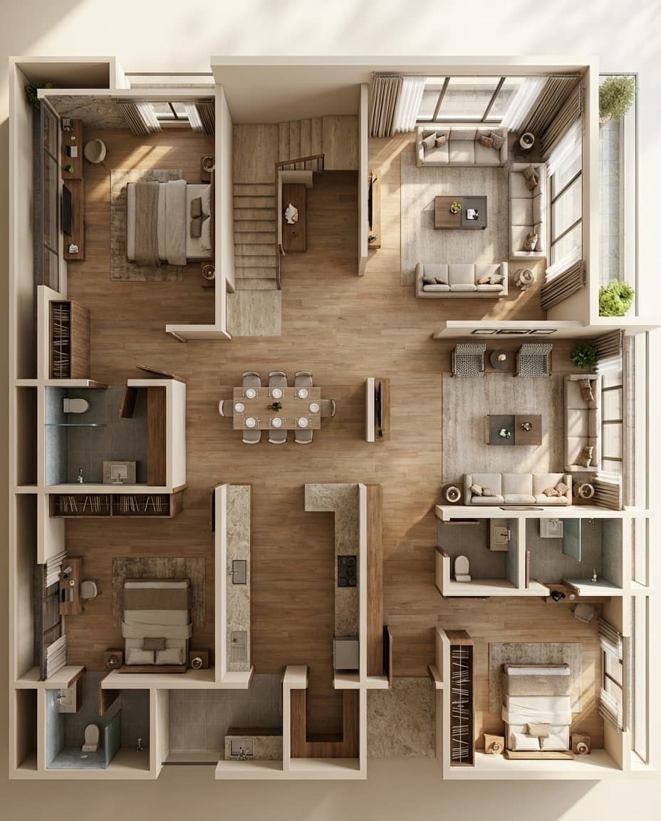 Floor plan → 3D walkthrough — after AI image editing
